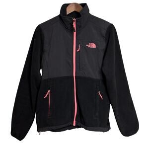 Vtg. 90's The North Face Black and Pink Full Zip Fleece - Size S